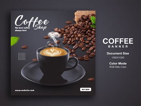 Coffee Shop Banner with Modern Interior